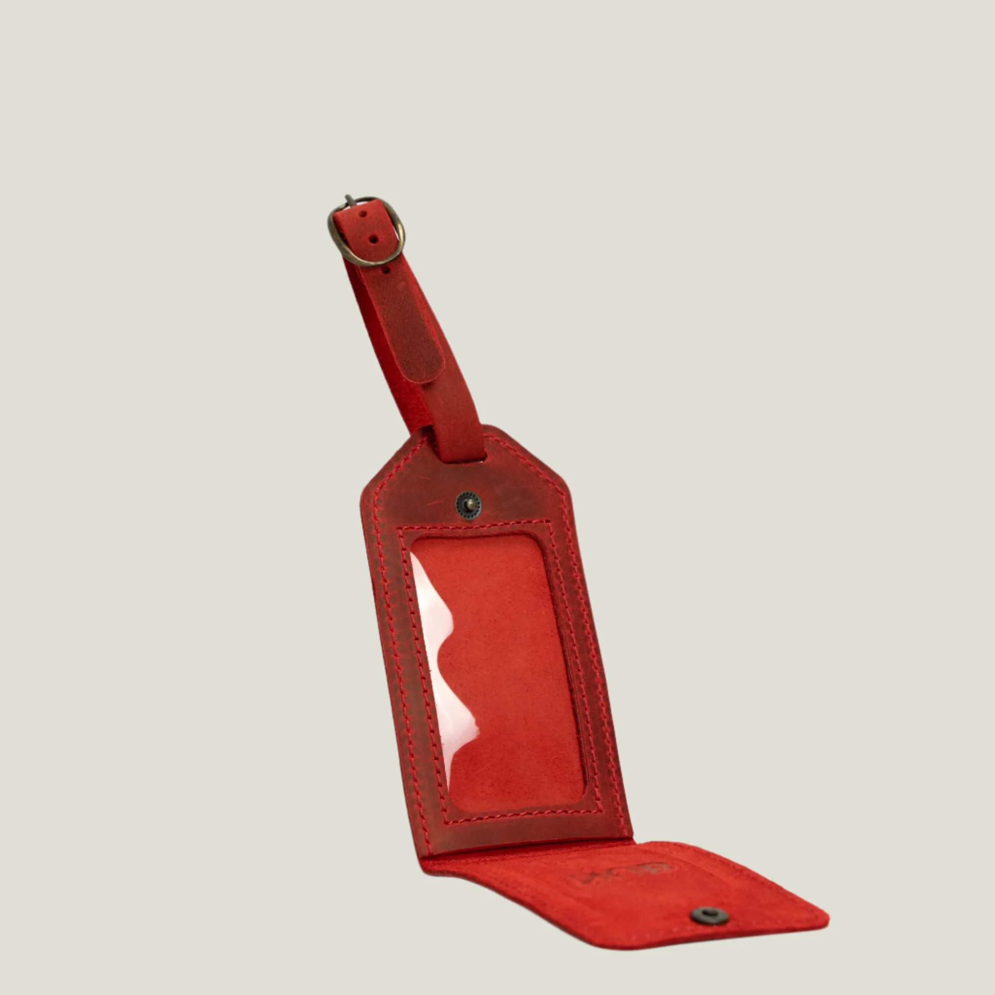 Bond Leather Luggage Tag | Rose Red - Image 4