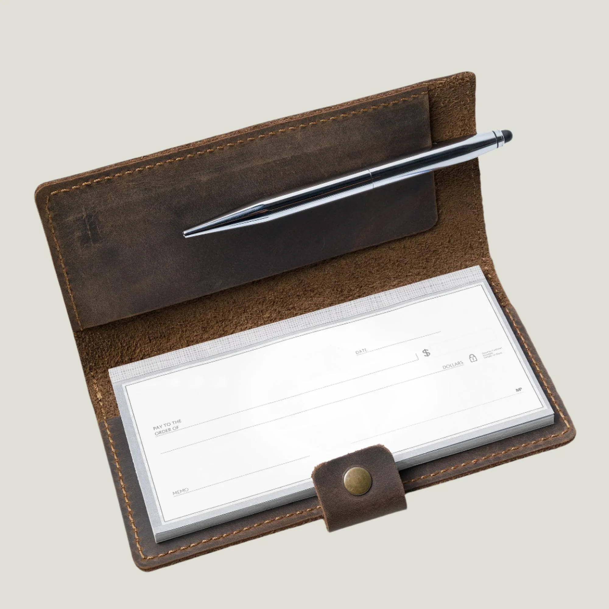 Clark Leather Checkbook Cover | Chestnut Brown - Image 6