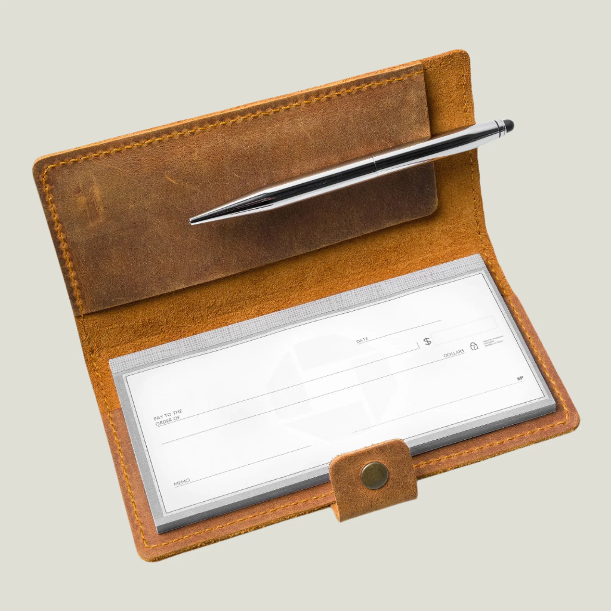 Clark Leather Checkbook Cover | Cinnamon Brown - Image 7