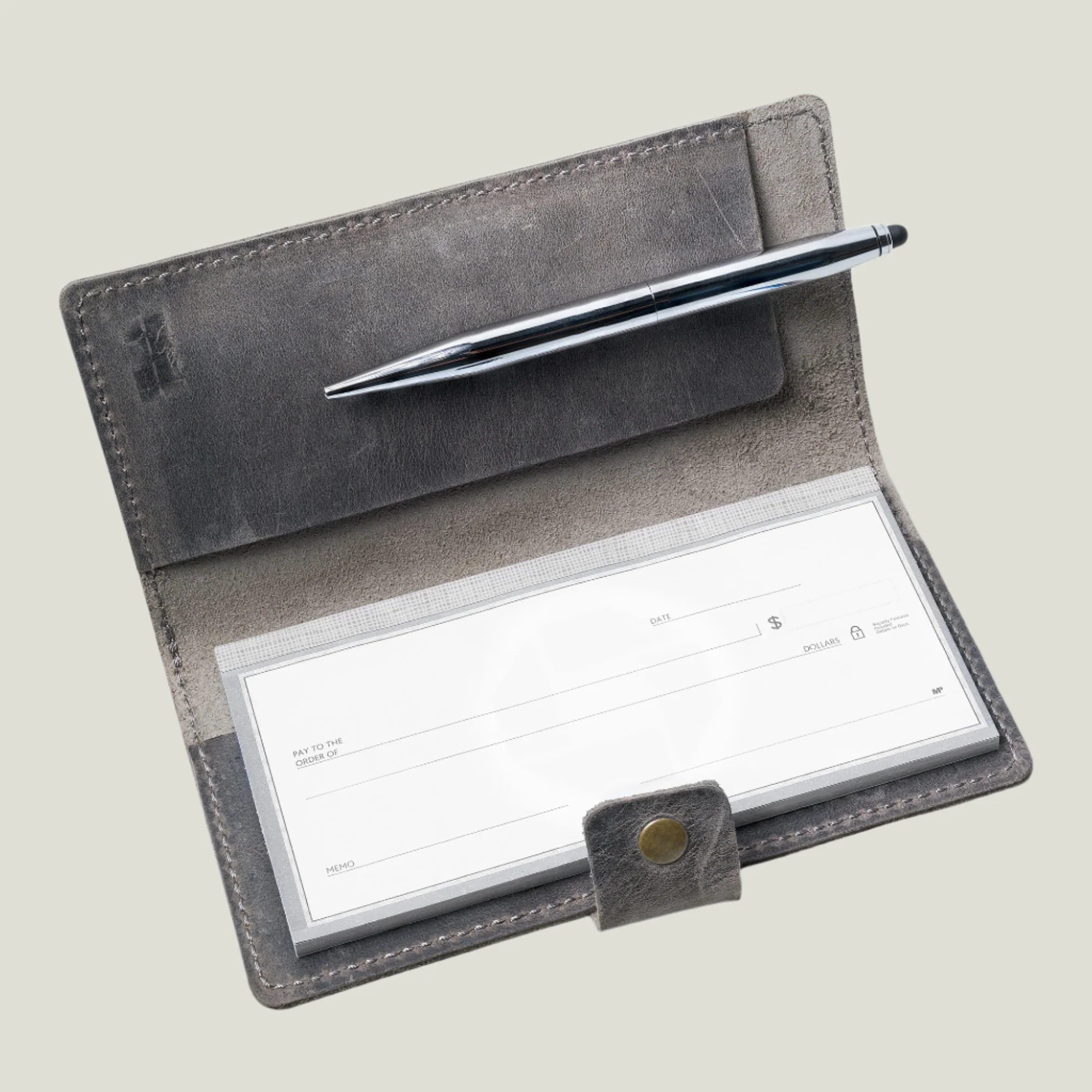Clark Leather Checkbook Cover | Rock Gray - Image 6