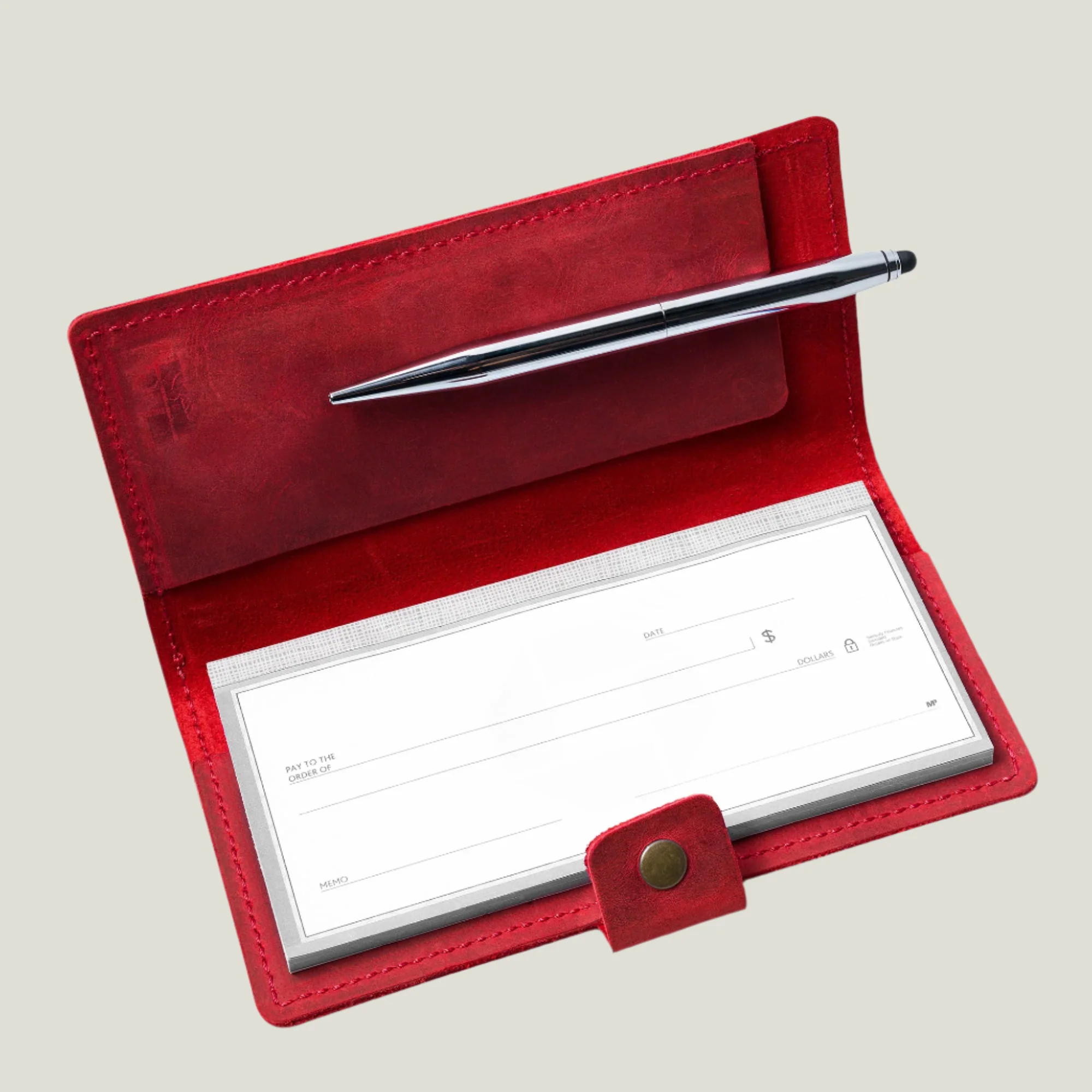 Clark Leather Checkbook Cover | Rose Red - Image 6