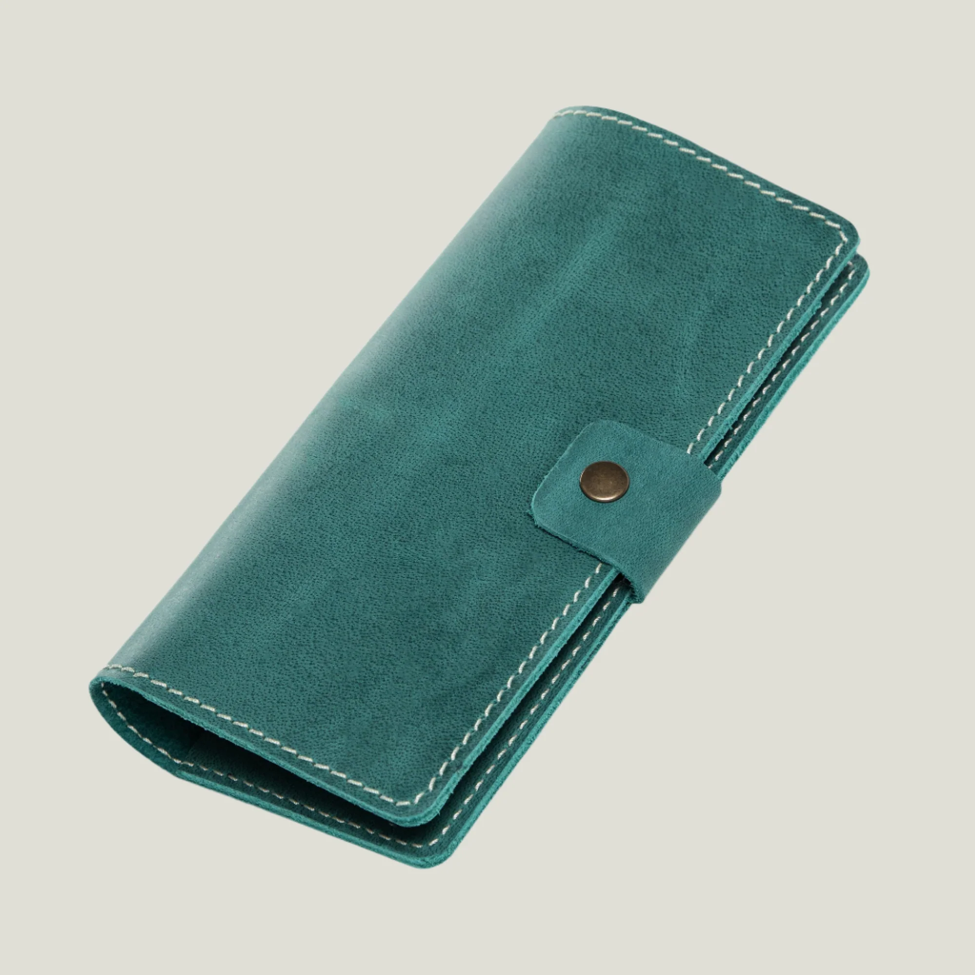 Clark Leather Checkbook Cover | Turquoise Green - Image 3