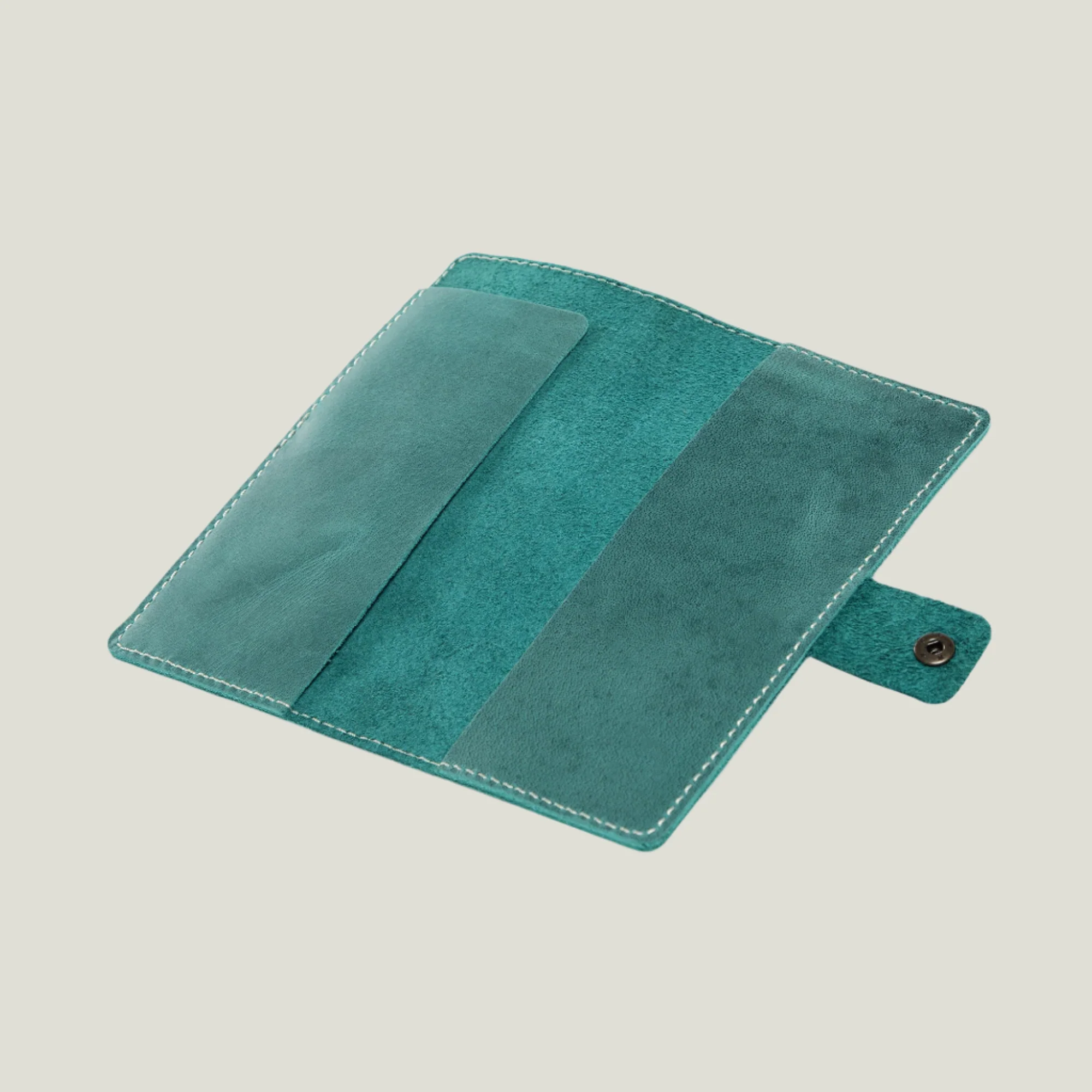 Clark Leather Checkbook Cover | Turquoise Green - Image 4
