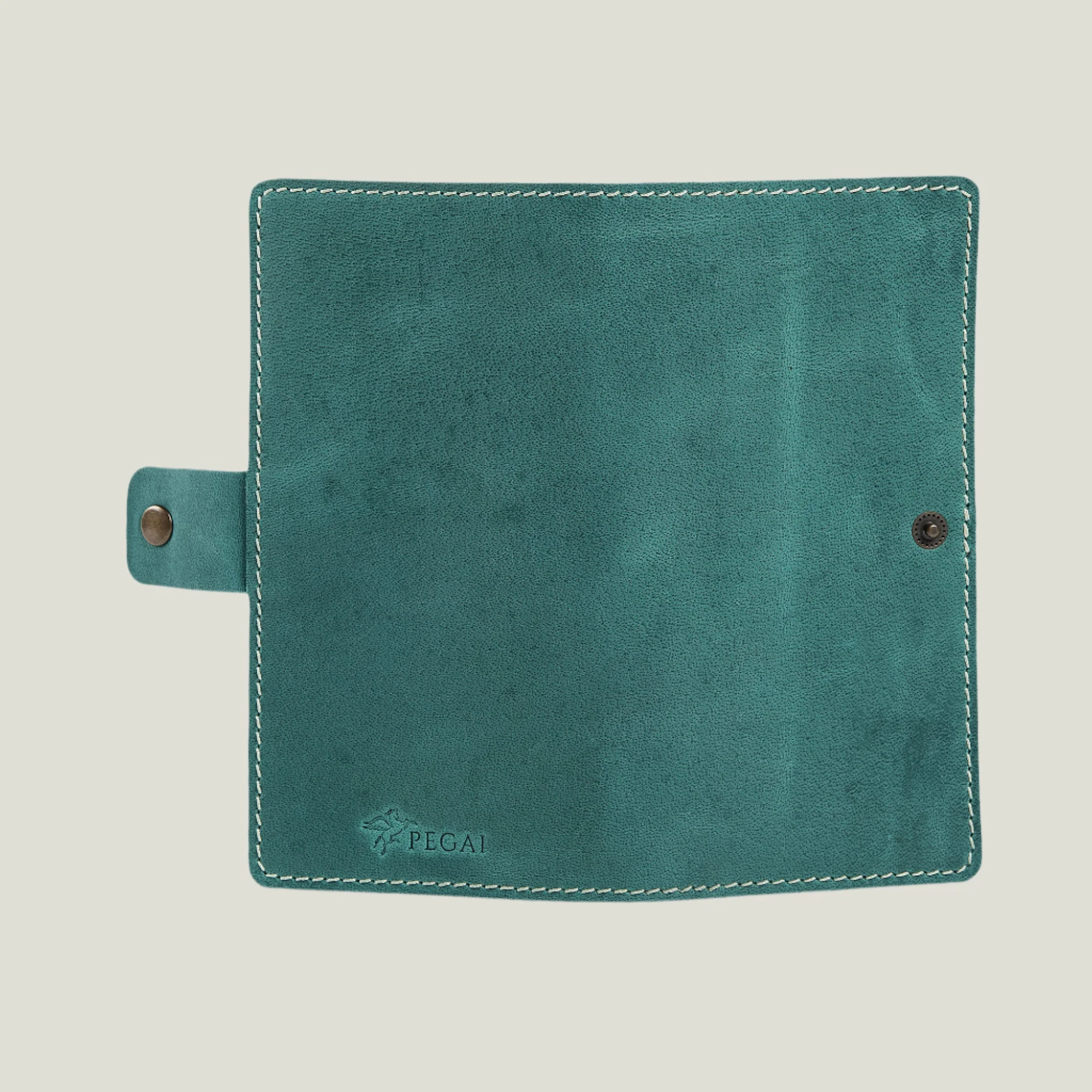 Clark Leather Checkbook Cover | Turquoise Green - Image 5