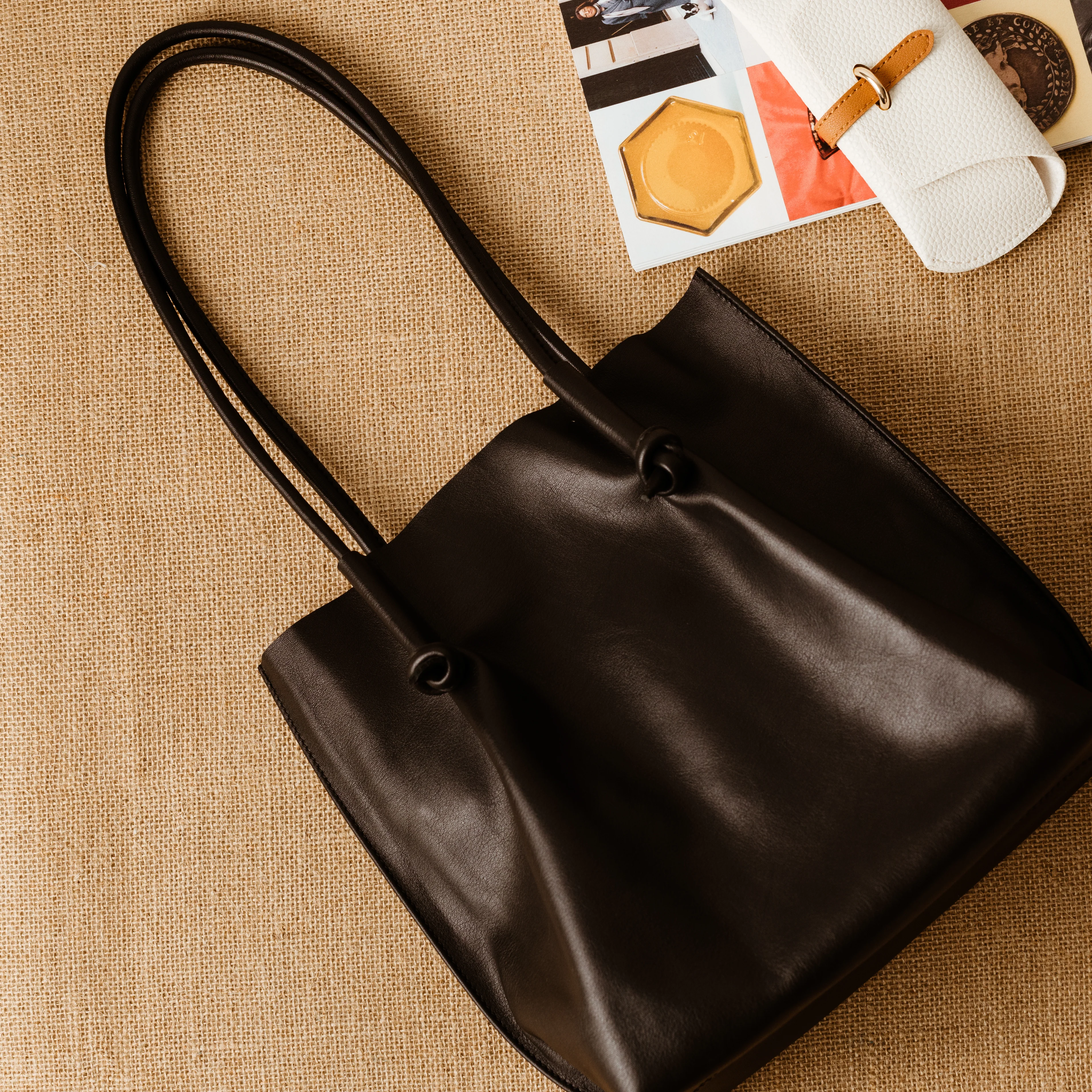 Flora Everyday Leather Tote | Smooth Calf Black - Image 3