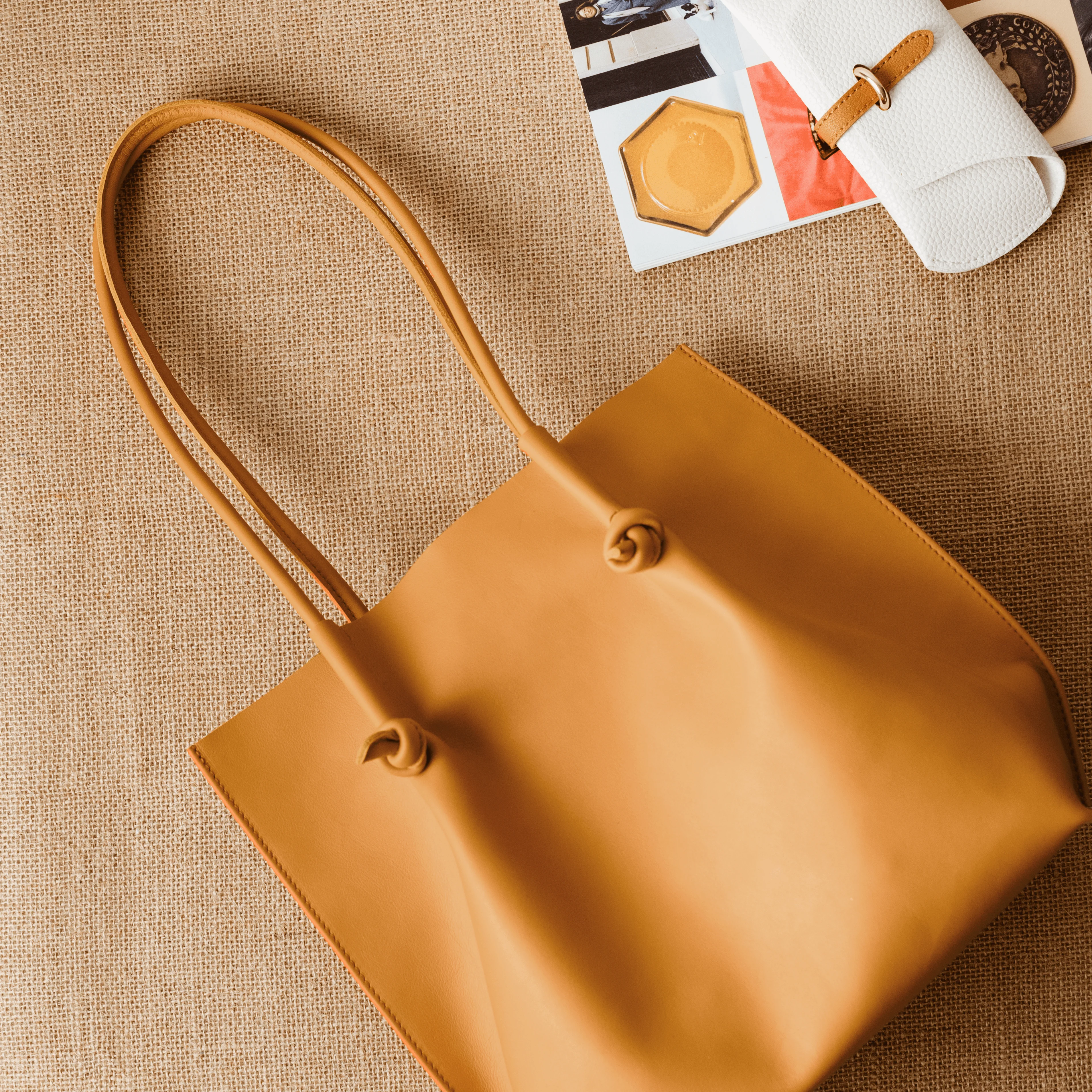 Flora Everyday Leather Tote | Smooth Calf Orange - Image 3