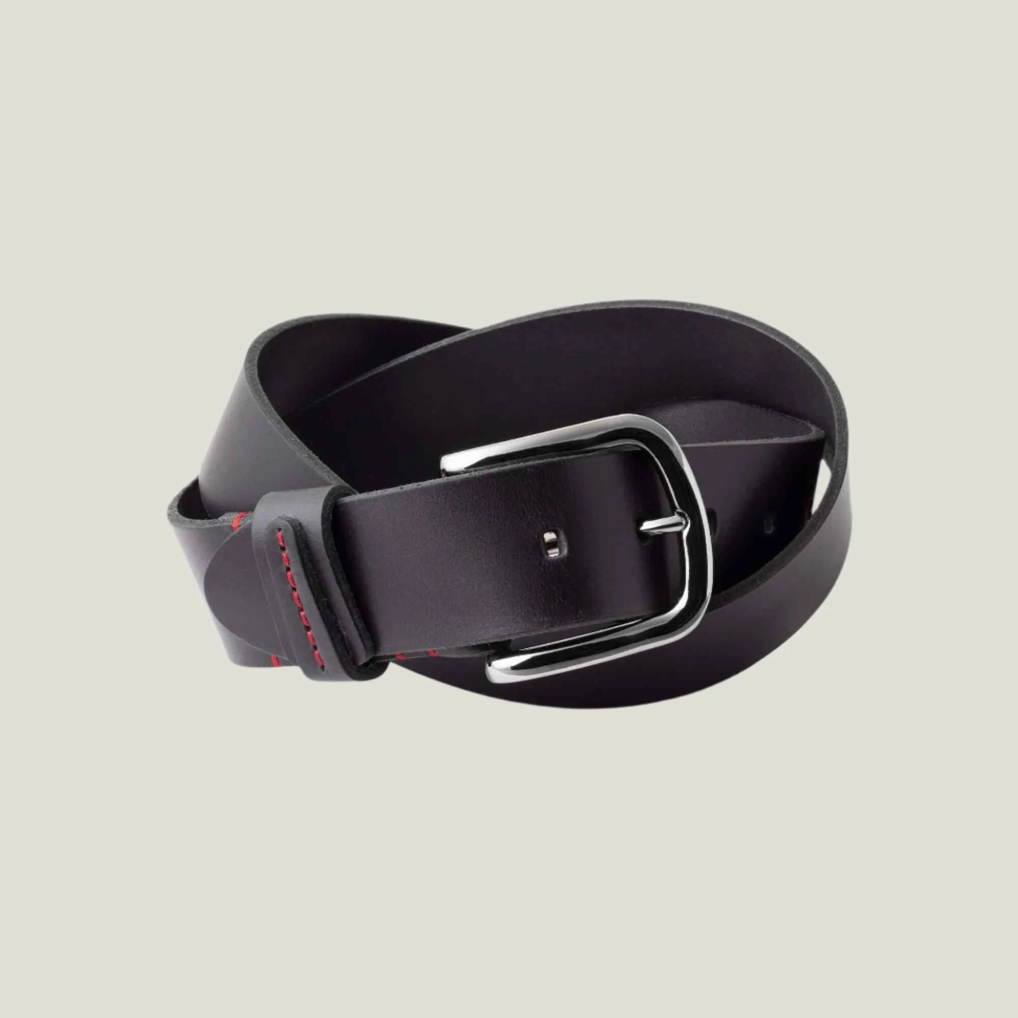 Harry Men's Leather Belt | Black & Red
