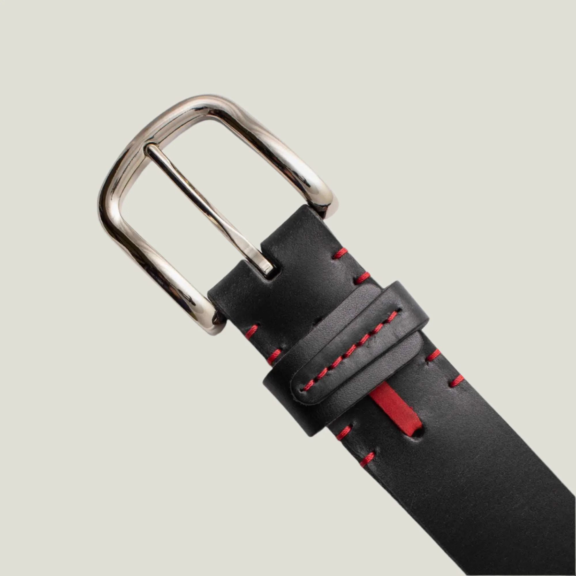 Harry Men's Leather Belt | Black & Red - Image 4