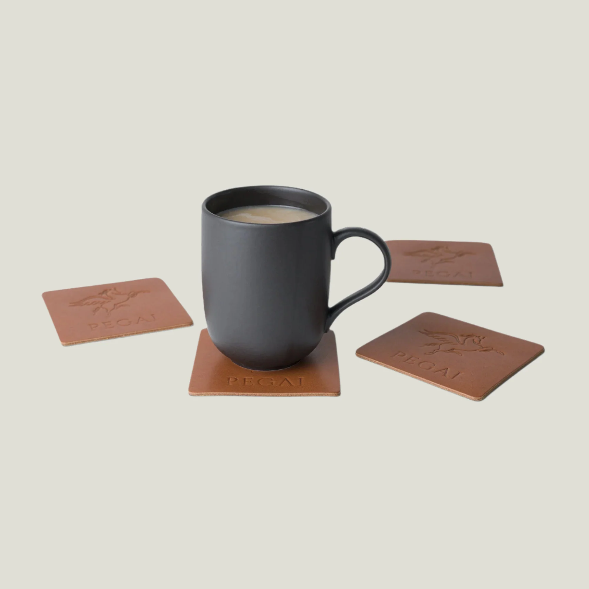 Kirby Leather Coaster Set | Taba Brown - Image 3