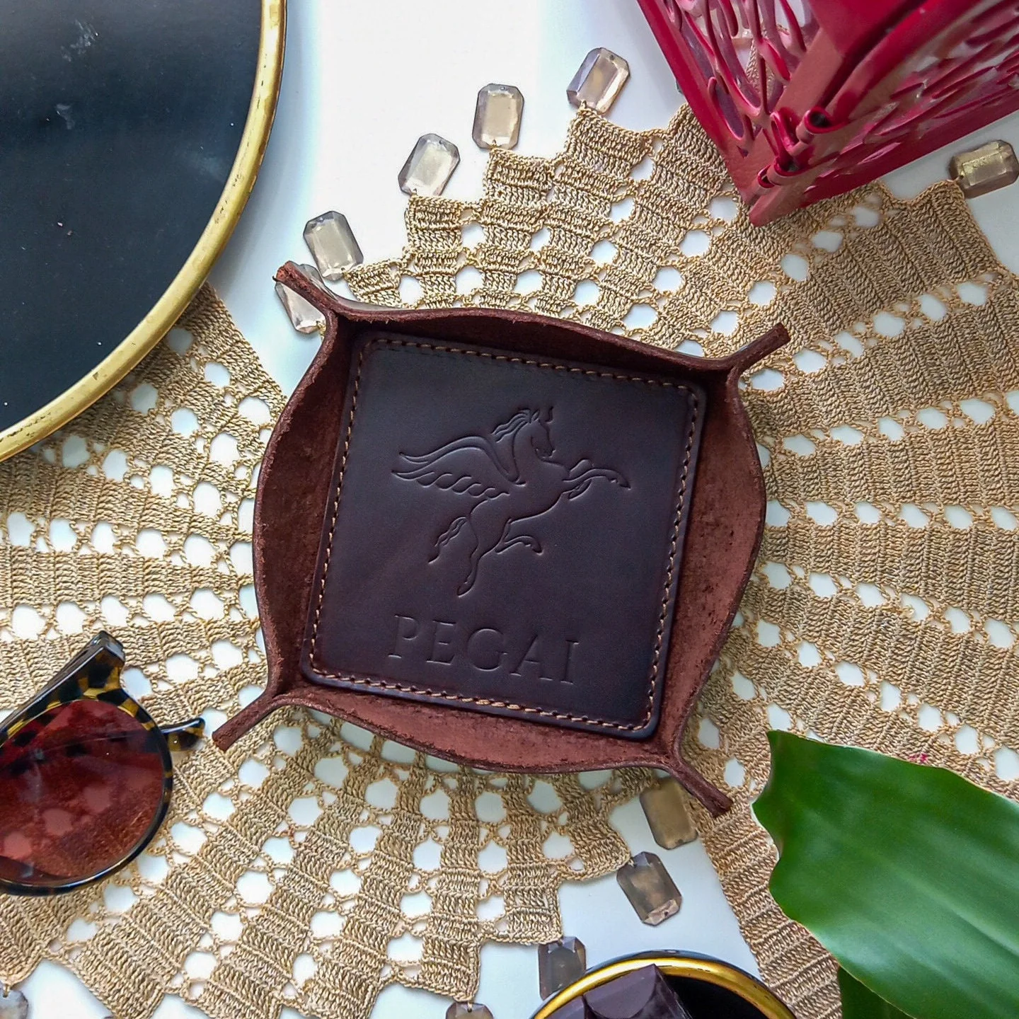 Lane Leather Catchall Tray | Antique - Image 2