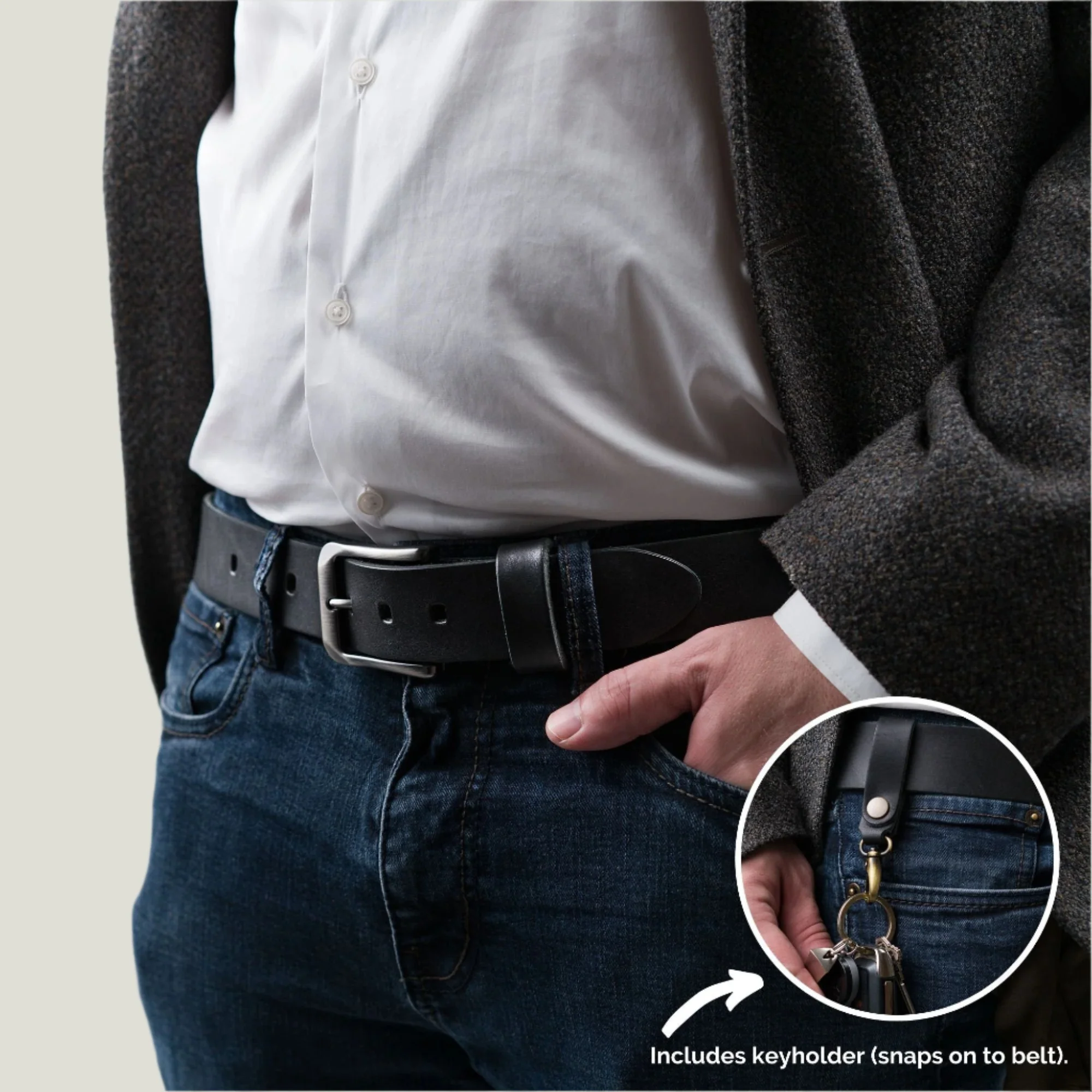 McTroy Men's Leather Belt | Black - Image 5