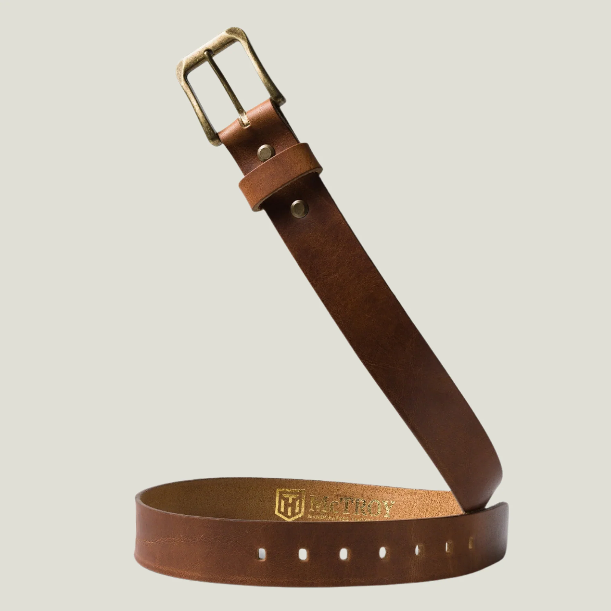 McTroy Men's Leather Belt | Saddle Brown - Image 4