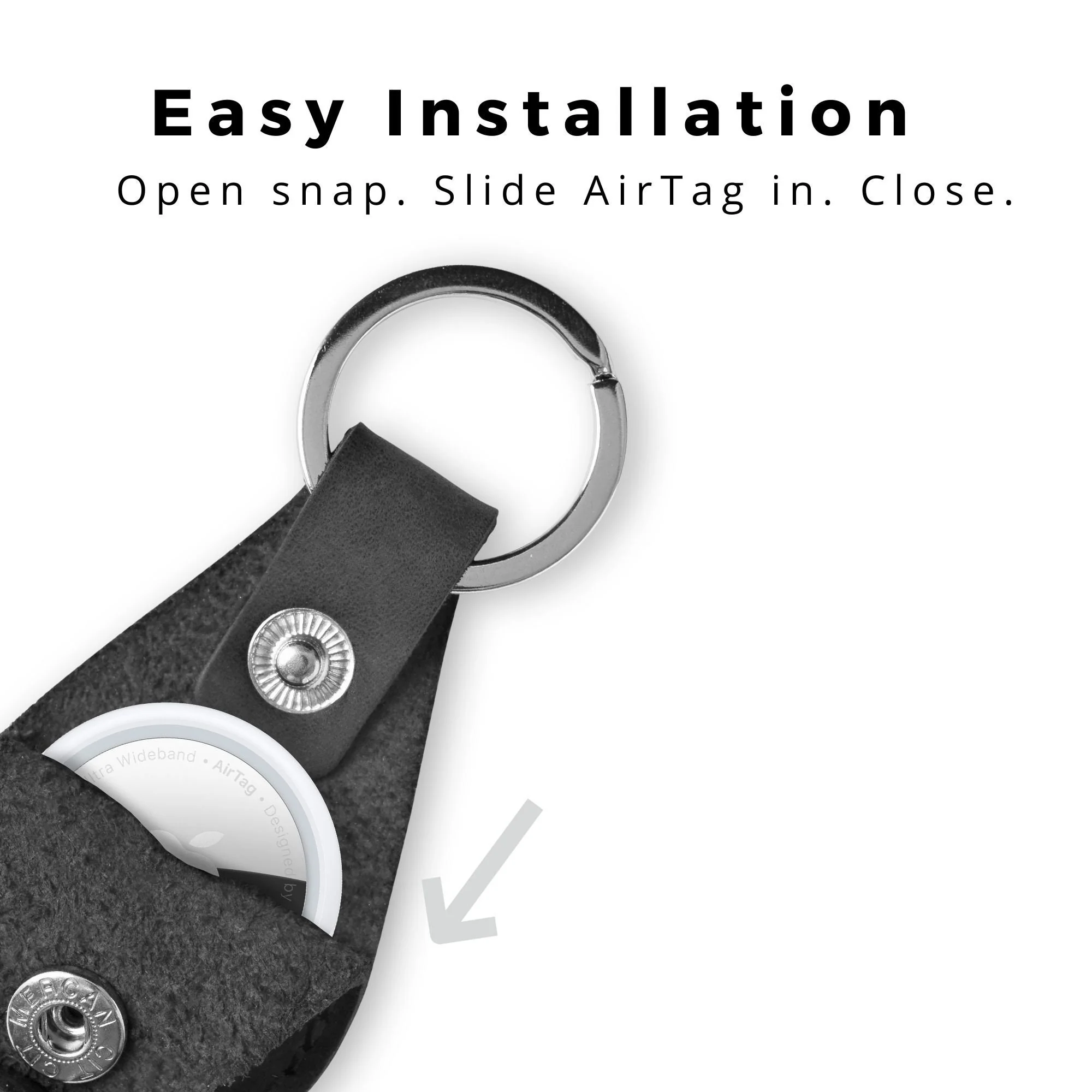 Pear Leather AirTag Holder | Charcoal - Image 3