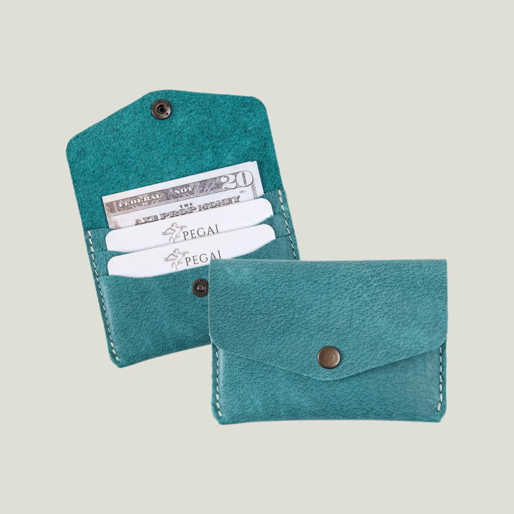 Seline Leather Card Holder | Turquoise